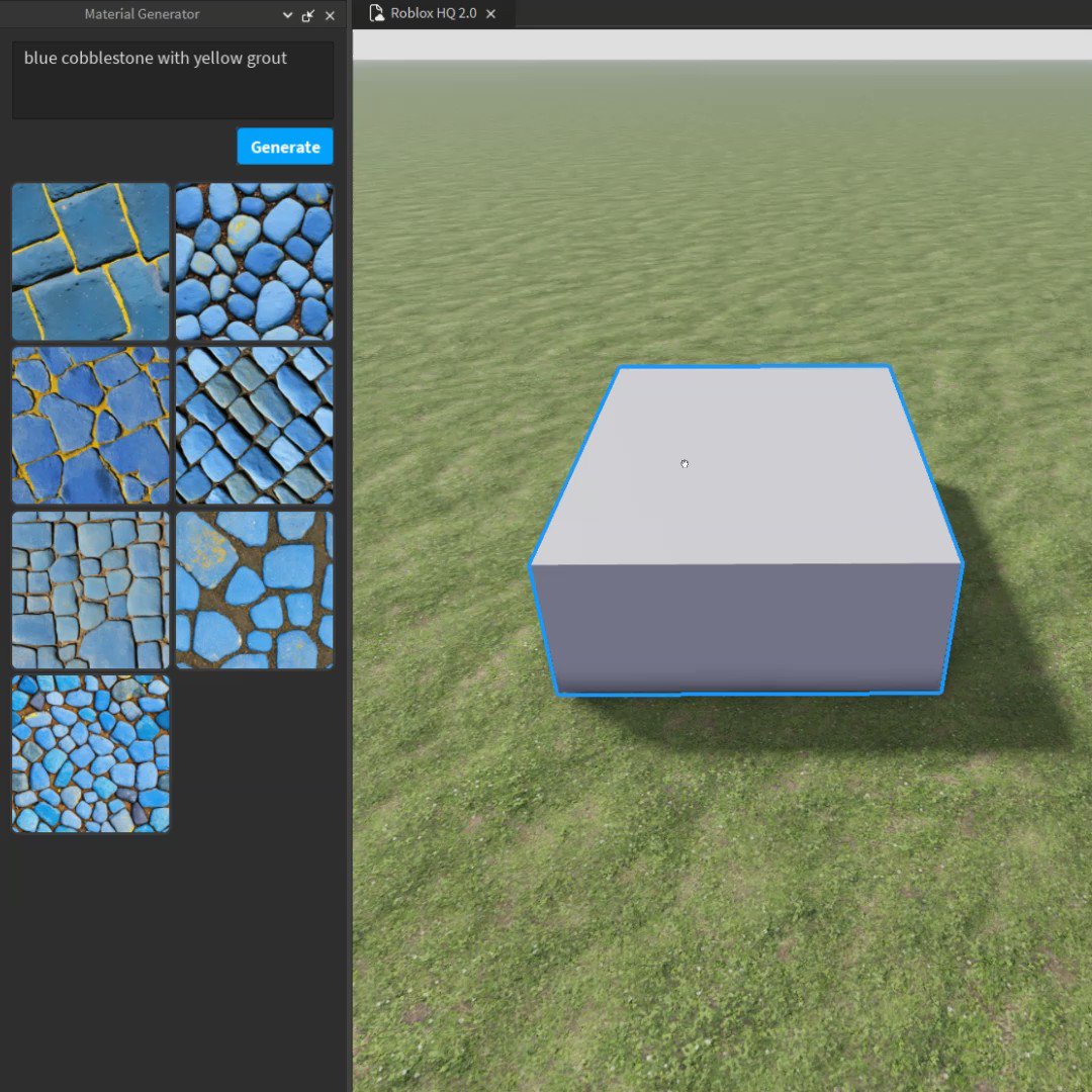 The new AI Material Generator in #Roblox Studio allows you to type