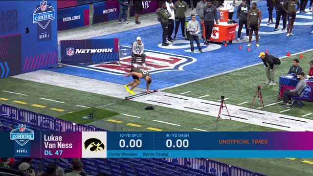 Lukas Van Ness (BHS 2020) put on a show at the NFL draft combine. He clocked 4.58 seconds in the 40-yard dash posted this years second-fastest times in the 3-Cone Drill (7.02) and the 20-yard Shuttle (4.32).  Lukas is projected to go in the first round of the NFL draft on Apr 27. https://t.co/vXctINtsw8