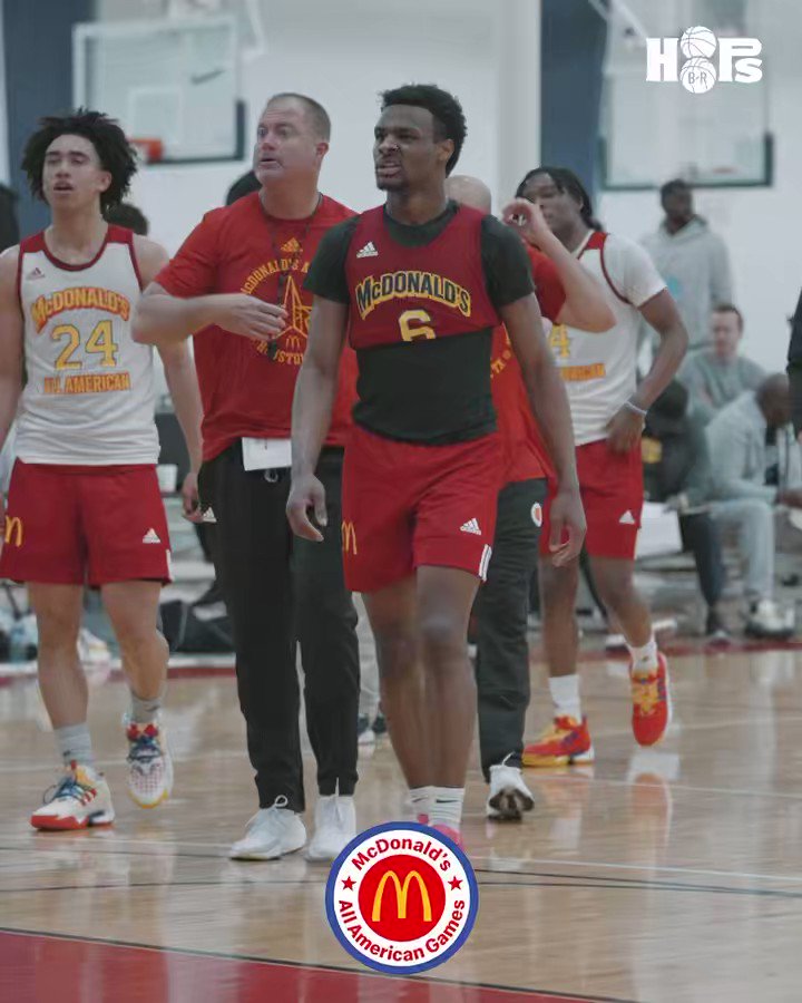 B/R Hoops on X: 20 years after LeBron James took home MVP honors at the McDonald's  All-American Game, Bronny James takes the floor in the same game.   / X