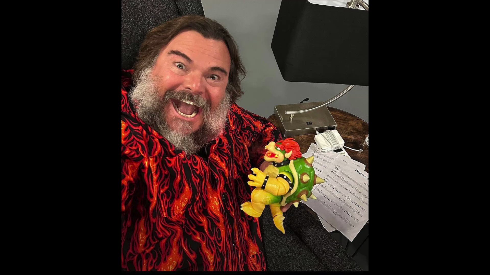 Riley Little on X: Jack Black shared a photo of himself with sheet music  for 'Peaches' – a new song he (as Bowser) presumably plays in the  #SuperMarioBrosMovie. So I asked a