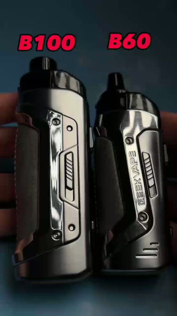 Zdjęcie porównujące Geekvape B60 i B100, podkreślające różnice w rozmiarze.
