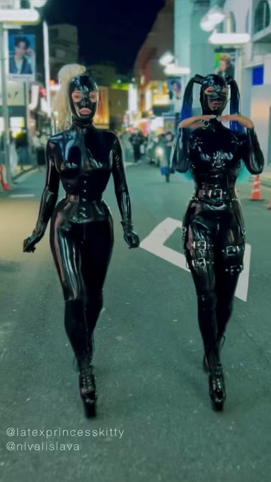 Dolls in latex catsuits walk around the city and have a perfect night pt.2 @ltxprncesskitty walked with