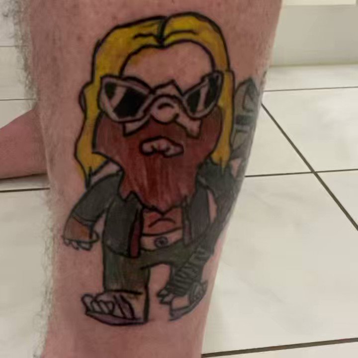 Out of all my tattoos, my Fat Thor is hands down my favourite. Artwork supplied by child 1 and the tattooist smashed out exactly as it was drawn. https://t.co/h2CwQTvu8G