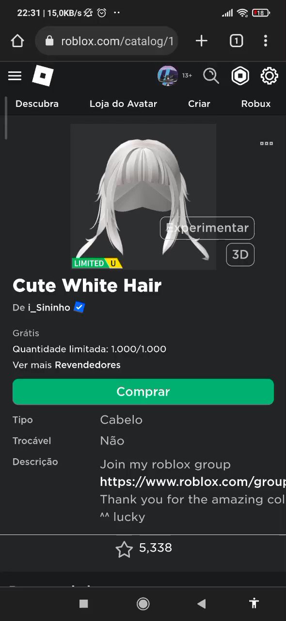 Cute White hair - Roblox