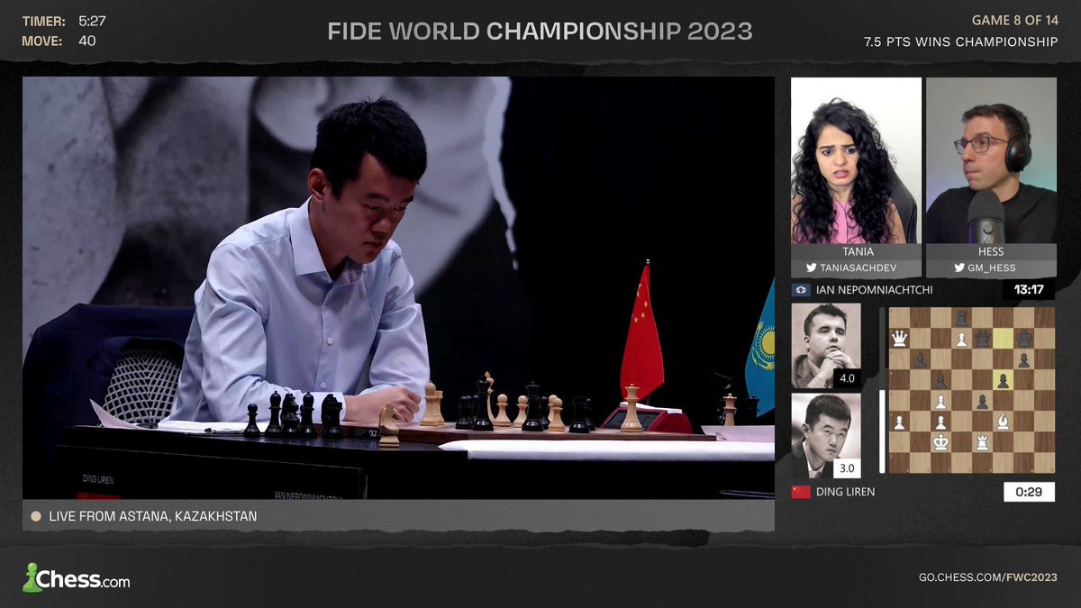 Ding Liren went down to 4 seconds on his clock before making move 40!  #chess #NepoDing