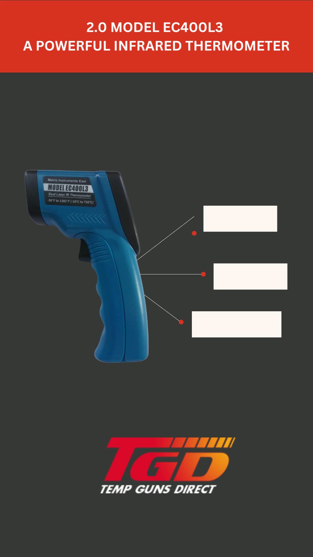 Metris Instruments Model EC400L3 Digital Infrared Thermometer Temp