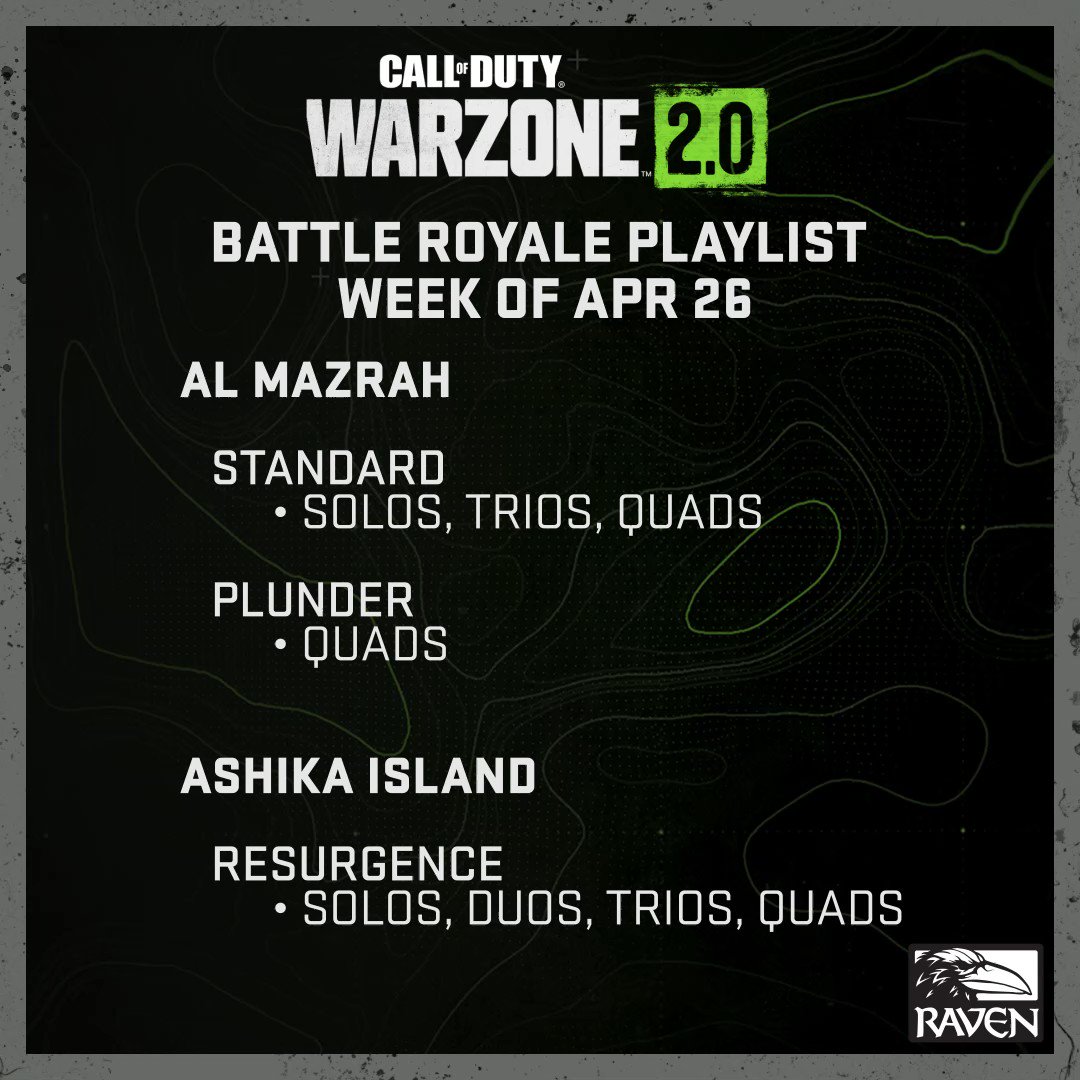 Raven Software on Twitter "📜 This week's Warzone2 Playlist is now live! Plunder is here! Drop