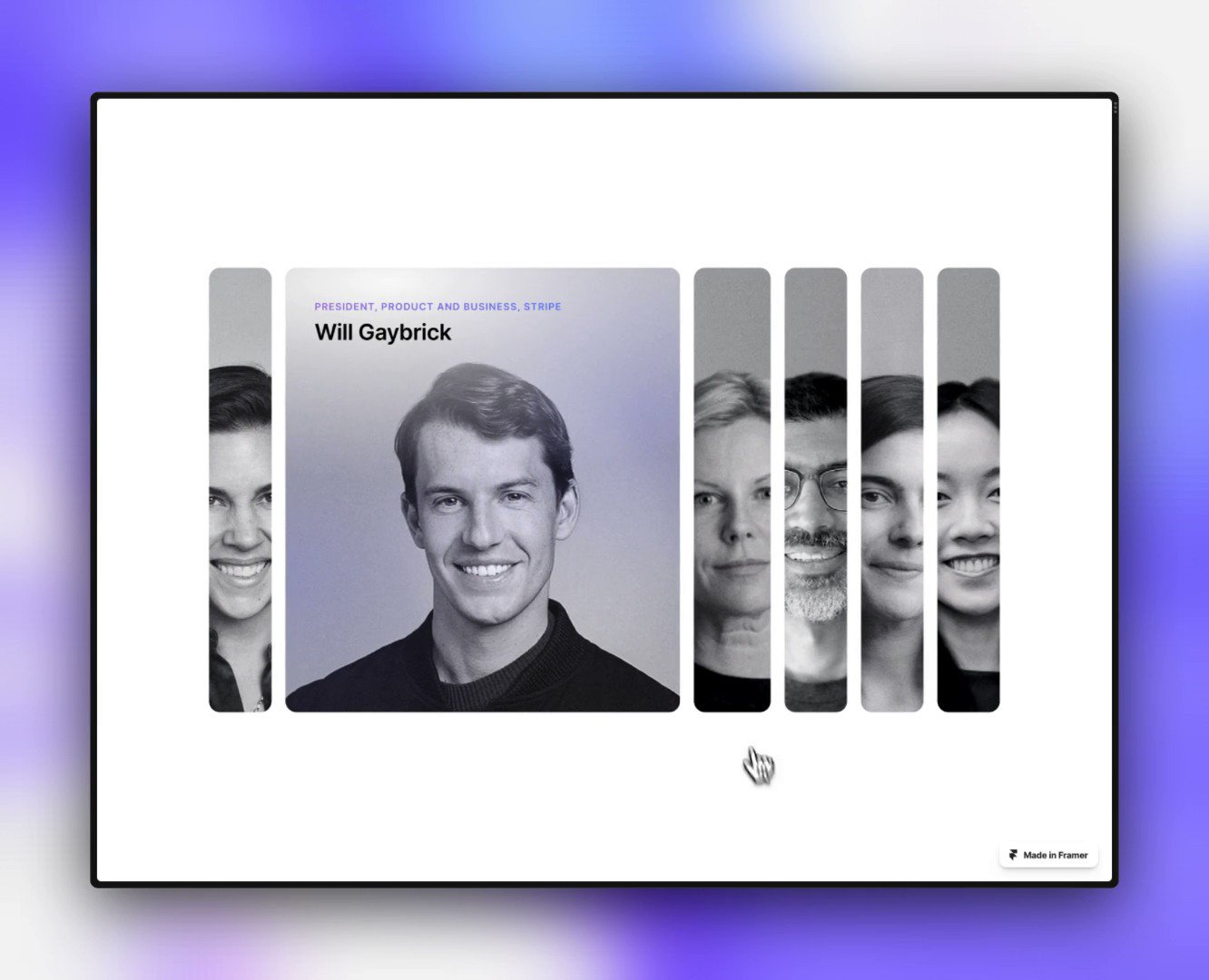 Framer university on twitter recreated the stripe sessions carousel