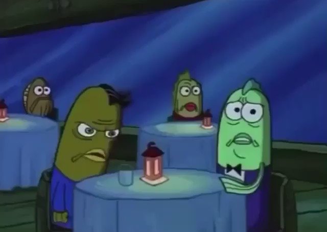 reactions on X: fish audience disappointed sad spongebob https