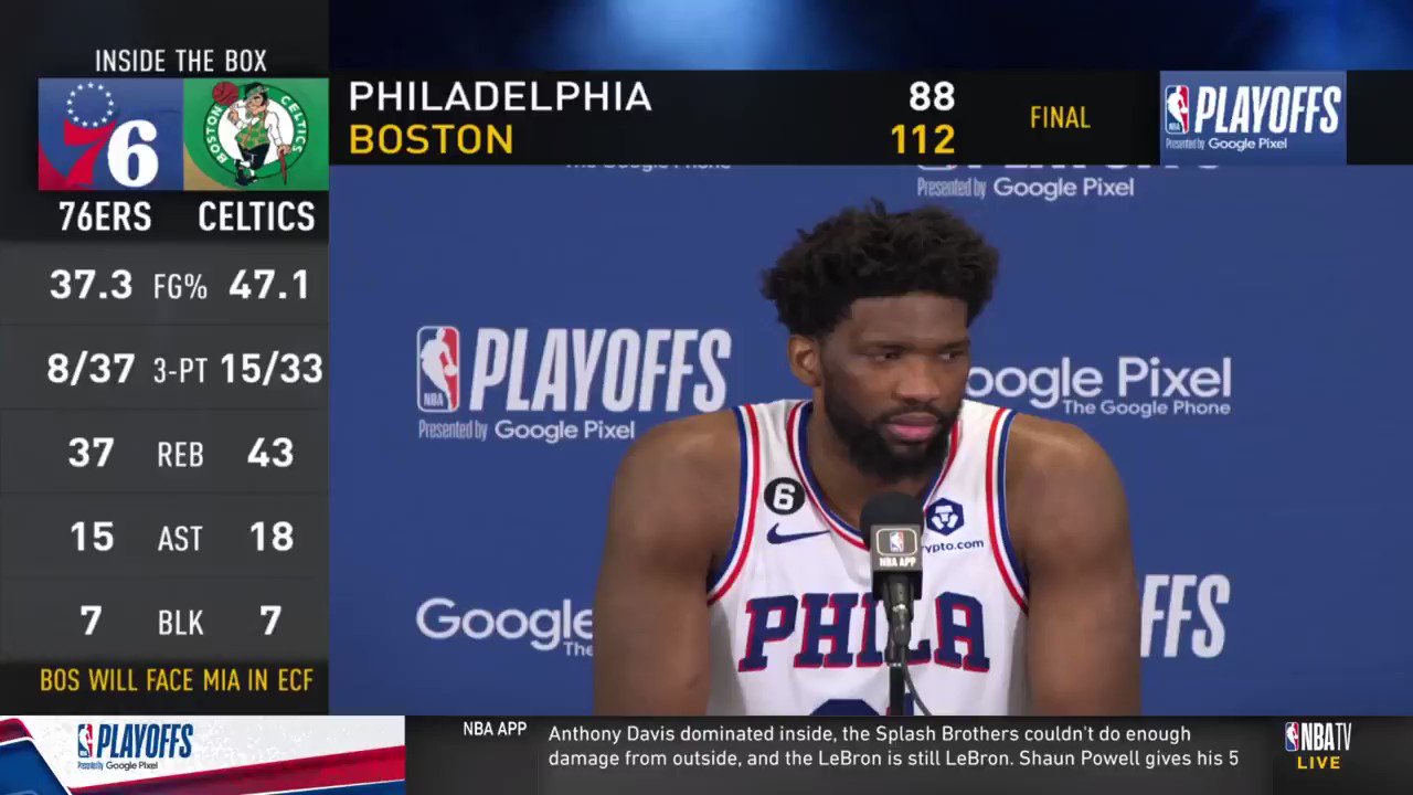 [情報] Joel Embiid 談第七戰失利:我一個人贏不了