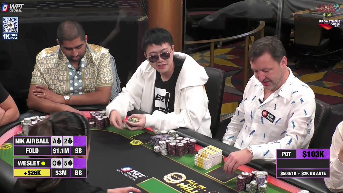 Hustler Casino Live on X: HUGE POT ALERT!! @nikairball turns the nuts  Can @TonyGuoga fold pocket aces? Nik Airball: On your bike, Tony. You and  your aces. Back to Santa Monica. Tune