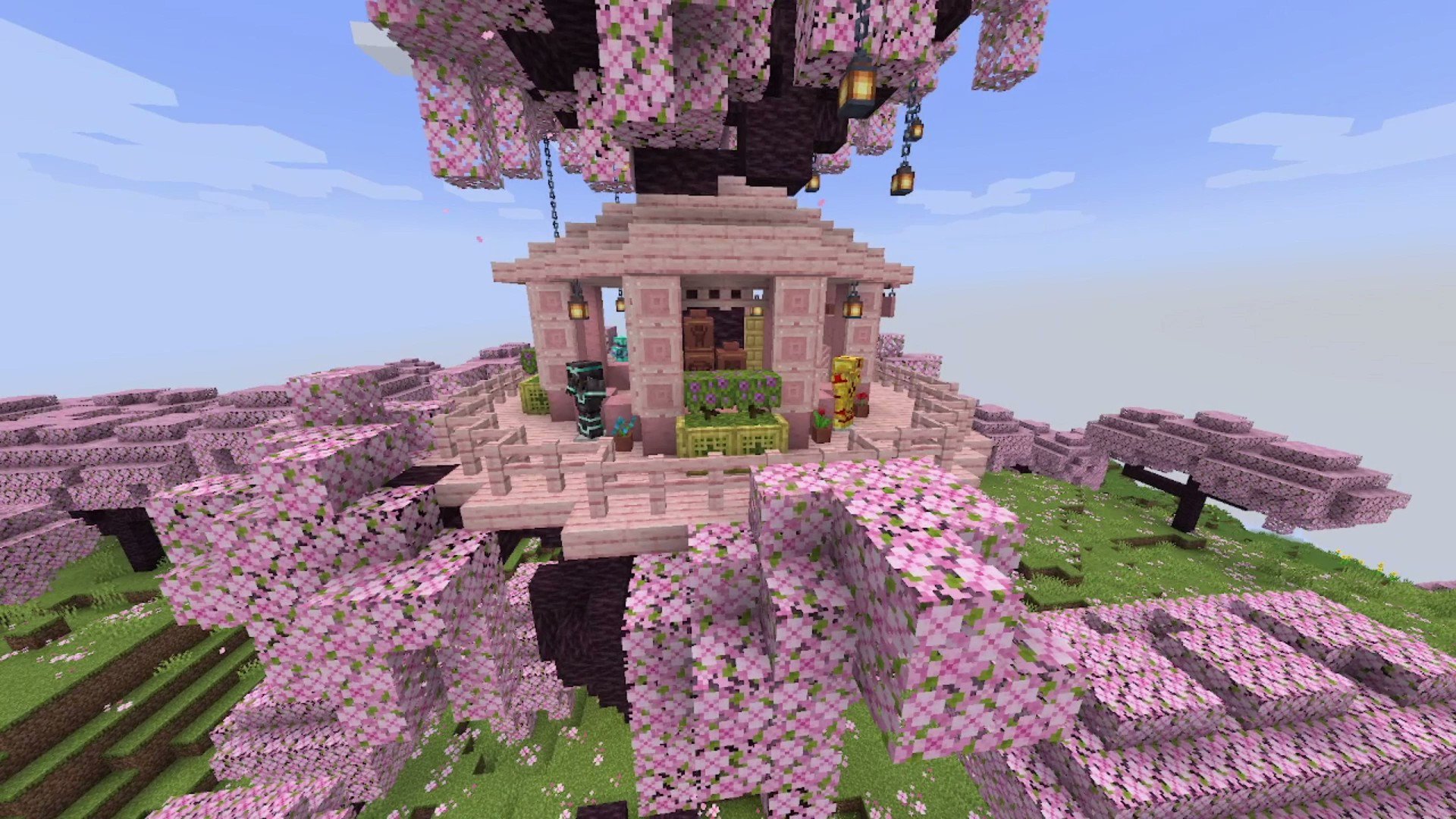 Uma inspiração de casa com a nova madeira de cerejeira #minecraftatual