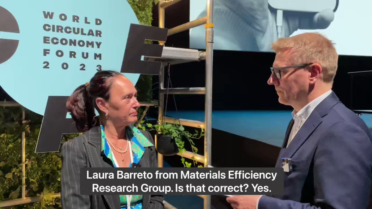 Why it is necessary to combine the circular economy in mining? Laura Barreto from Materials Efficiency Group MERG was interviewed by Kimmo @Tiilikainen  from GTK at World Circular Economic Forum in Helsinki. 
#wcef2023 #Minerals #CircularEconomy @SitraFund https://t.co/hVhe9glIfV