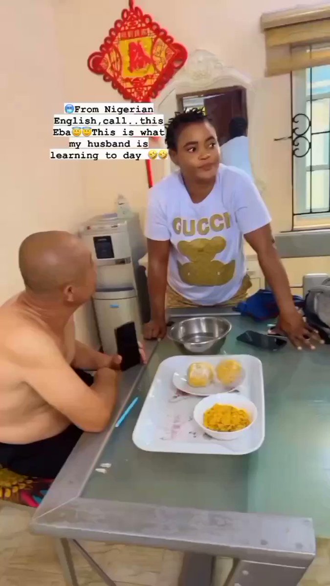 Naija On Twitter Nigerian Woman Teaches Her Chinese Husband How To Eat Eba 😂😂