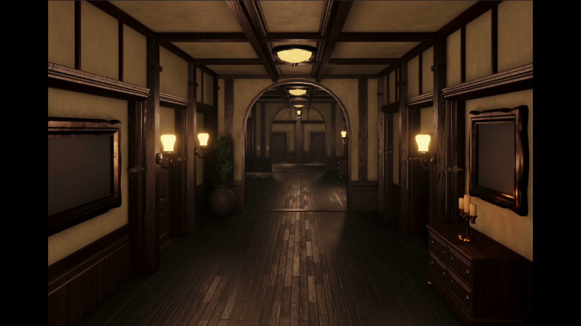 Dark corridor in a scary roblox game