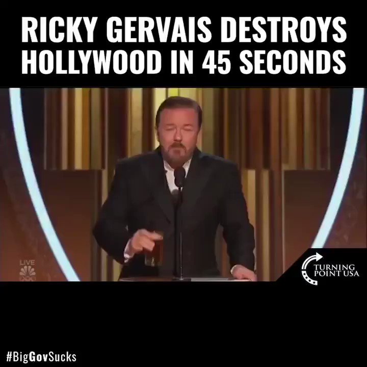 RT @JackMedia7: Ricky Gervais destroys Hollywood! https://t.co/F1GSIbiFnm