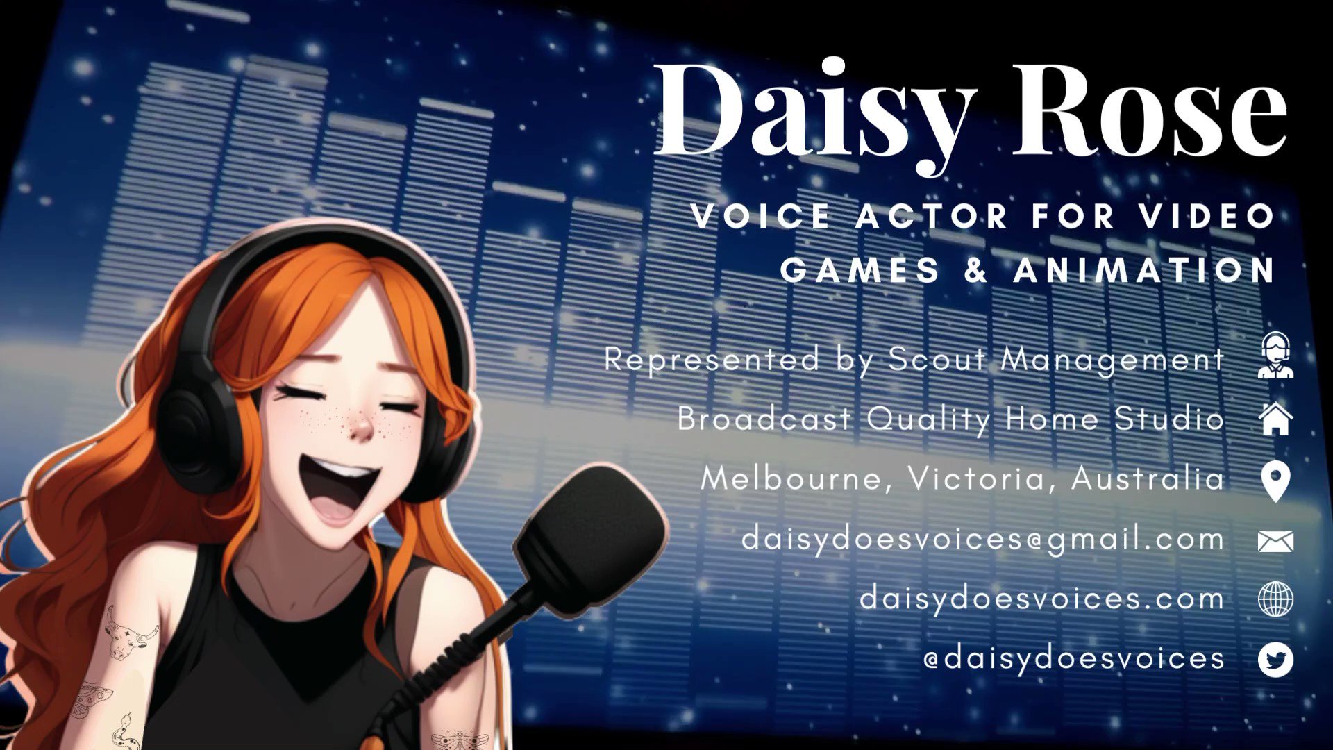 Daisy Rose Voice Actor on X: CHARACTER DEMO ✨🎙✨ G'day, I'm your friendly  neighbourhood voice chameleon! Australian specialising in accents &  impressions plus cute & kooky characters. Demo includes work from  #ChooChooCharles