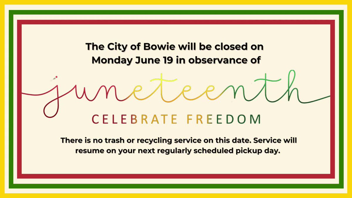 Bowie Maryland on Twitter "City offices will be closed for the
