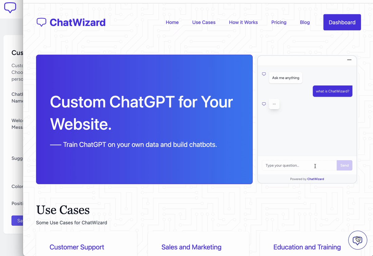 ChatWizard(https://t.co/lD6kyiYxHy) new feature:   

You can now change the position of the chatbot. This is useful if you have other widgets currently on your website. 

#buildinpublic https://t.co/rgAmzDyY0D