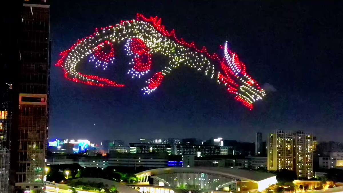 Shanghai daily on twitter 1 400 drones formed a giant dragon in the