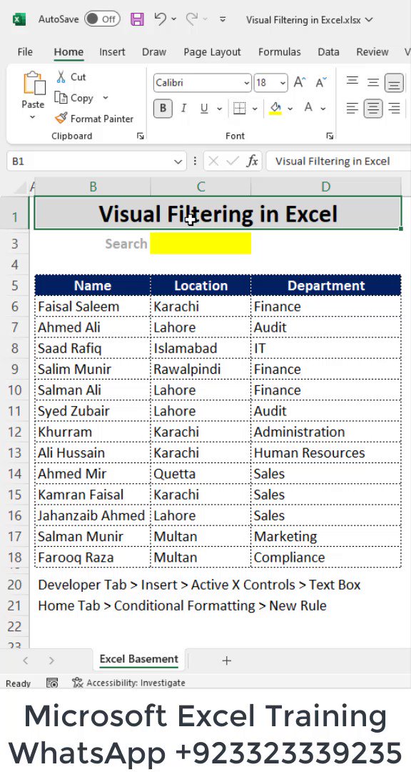 Excel basement on twitter visual filtering in microsoft excel 1