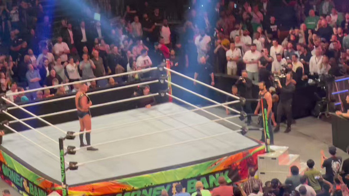 Drew McIntyre returns to take out Gunther at #MITB. https://t.co/Mi78lSq5uQ