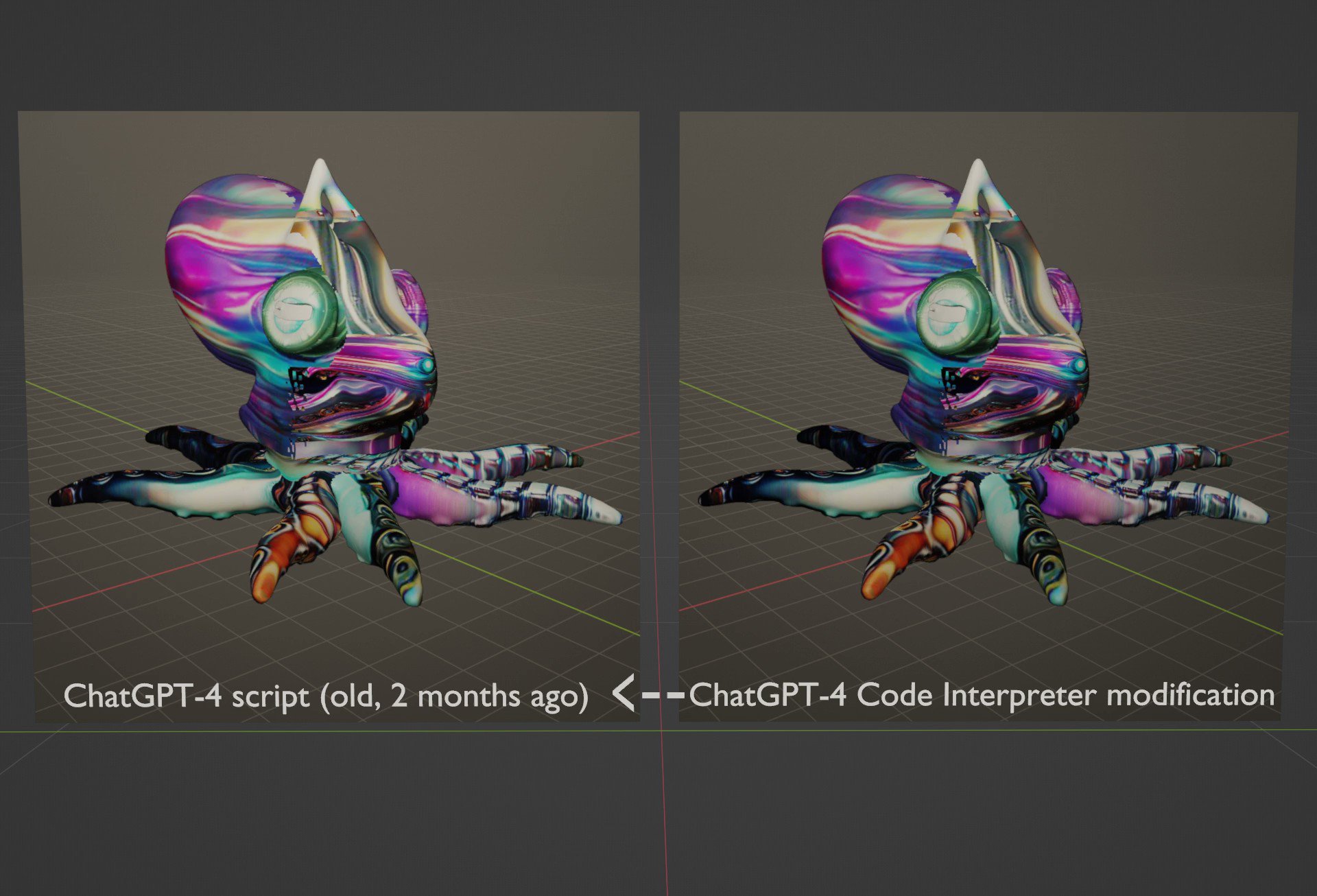 Zer0int it its on twitter gpt 4 code interpreter vs blender 