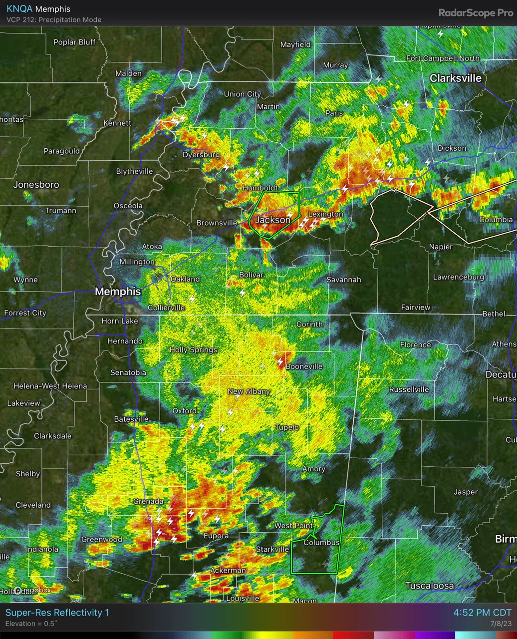 NWS Memphis on Twitter "525 PM Radar Update Thunderstorms continue