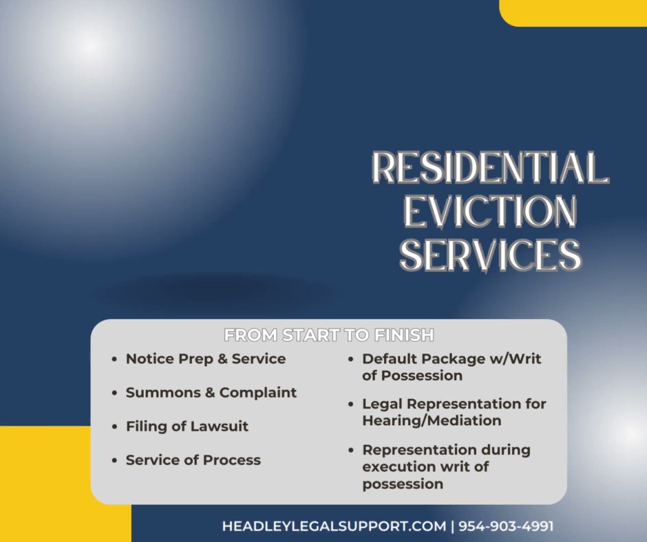 Headley Legal Support Services: Your Reliable Partner for Residential Eviction Services in Florida! https://t.co/C7zxMVDGl8
#HeadleyLegalSupport #LegalSupportServices #ProcessServers #ResidentialEvictionServices #FloridaLaw #ProfessionalAssistance #ConvenienceAndEfficiency https://t.co/OrTpP1hJ46