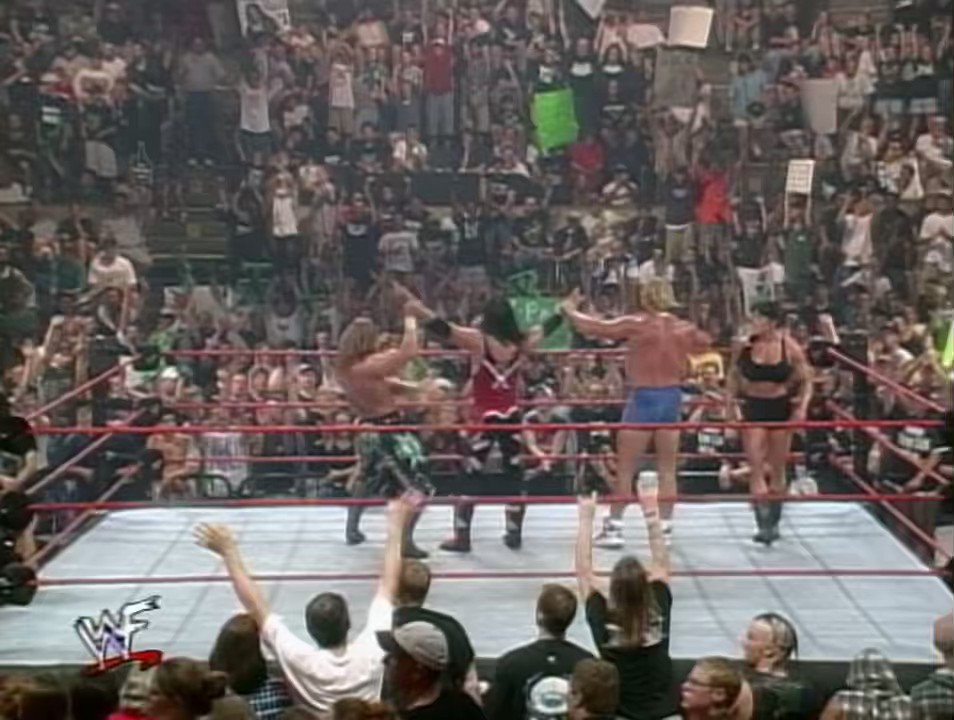On This Day in WWE on X: #OnThisDayInWWE 25 years ago on #WWERaw: Triple H  gets a planted fan in the crowd to flash DX It wasn't a bra! It was breasts !