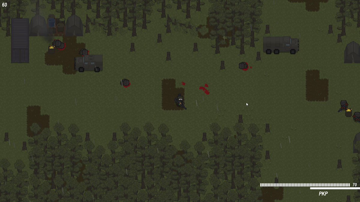 Its raining!! and rain brings crash MI-8 helicopter and death even to are comrades soldier...…. ,This is half of map finish, I am planned to have 7 missions for demo meaning 7 unique maps! so stay tuned for them

#indiegame #IndieGameDev #gamedev #gaming #pixelart https://t.co/VrnIve4lRj