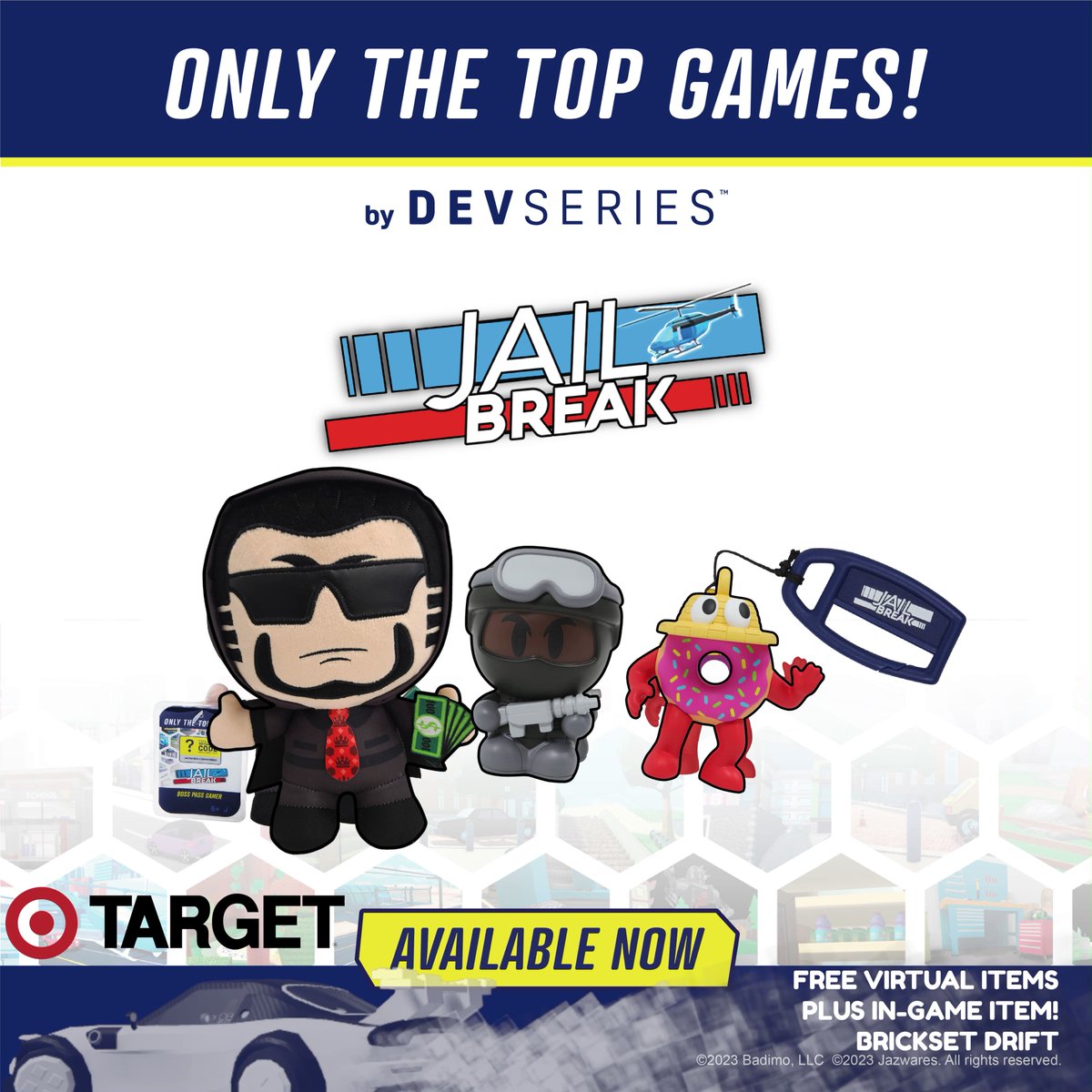 Badimo (Jailbreak) on X: Redeem a code from a #Jailbreak Inmate toy and you'll automatically be awarded a unique BRICKSET spoiler and wheel package, along with some free cash and rocket fuel! (@