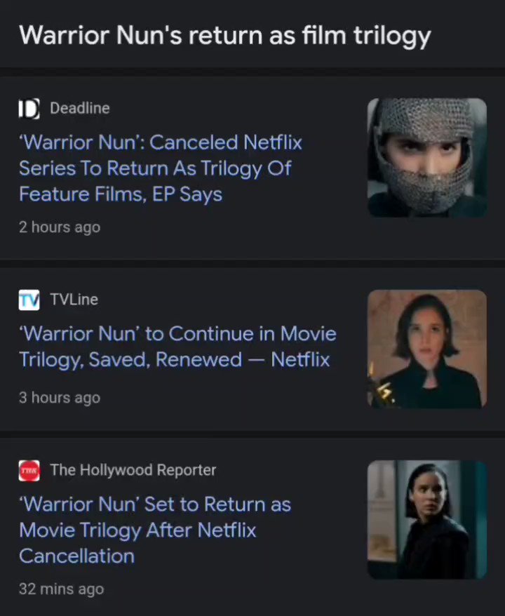 Warrior Nun': Canceled Netflix Series To Return As Trilogy Of Feature  Films, EP Says – Deadline