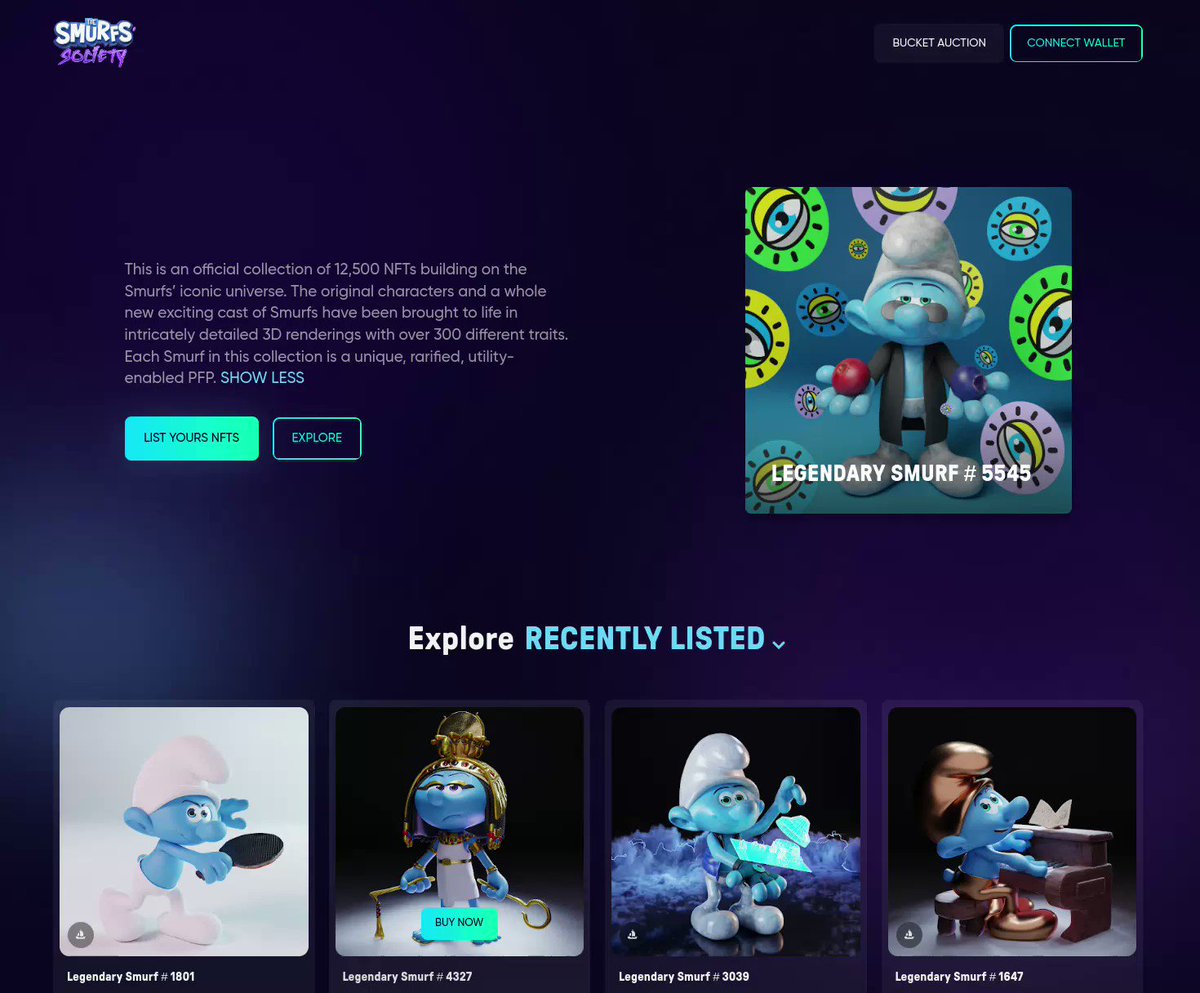 Smurfs' Society Unveils Official Smurf NFT Collection