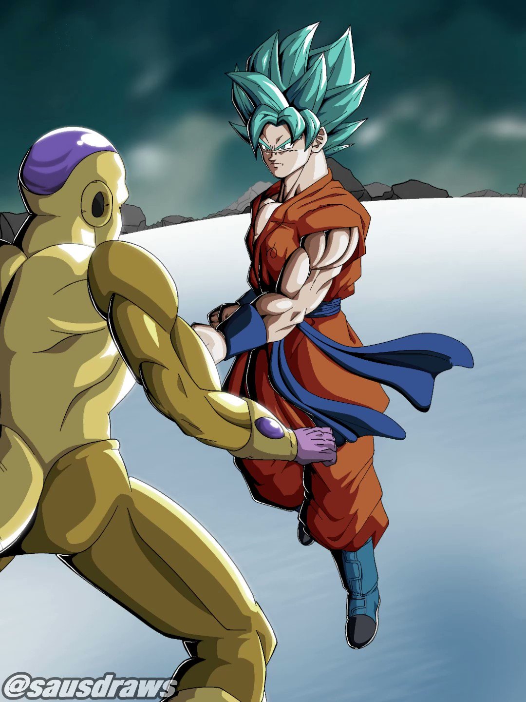 Goku Blue vs Golden Freeza, fanart