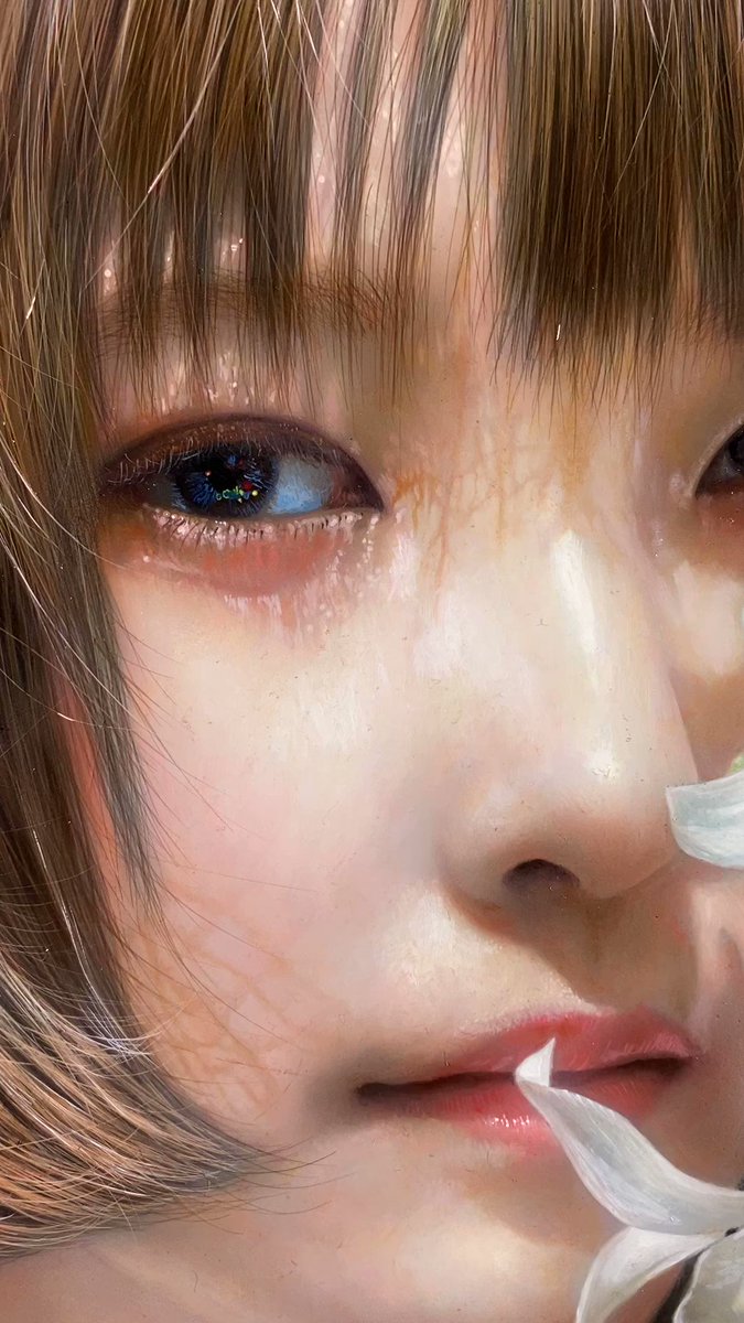 油彩画『感情のユートピア』 完成した油絵の細部を撮影しました。