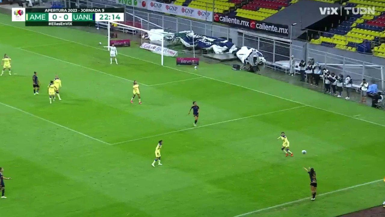 ¡¡¡G⚽LAZ⚽!!!Se juntó el poder ofensivo de las Águilas…🤯De ‘Ki’ para Katty ‘killer’, con recorte dentro del área abrió el marcador. 🔝#VamosPorEllas👊🏼