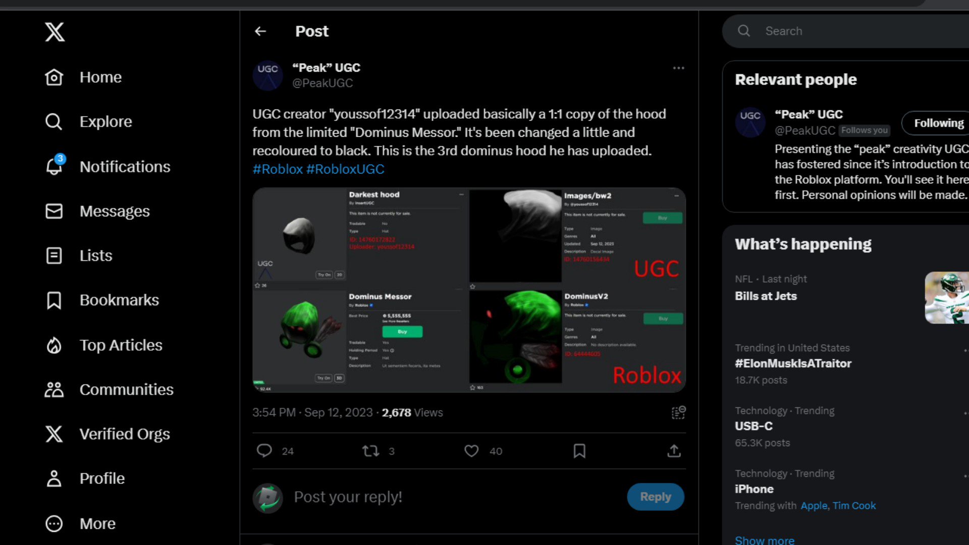 Roblox Trading News on X: UGC creator Thiien000 has made UGC