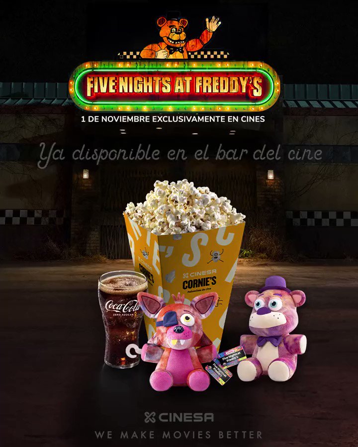 Cupcake Malvado on X: 🟣 ATUALIZAÇÃO NA CINEMARK 🟣 🐥  Chegou mais  coisas do marketing de Five Nights at Freddy's: O Pesadelo sem Fim, sendo  um display dos animatronics e um