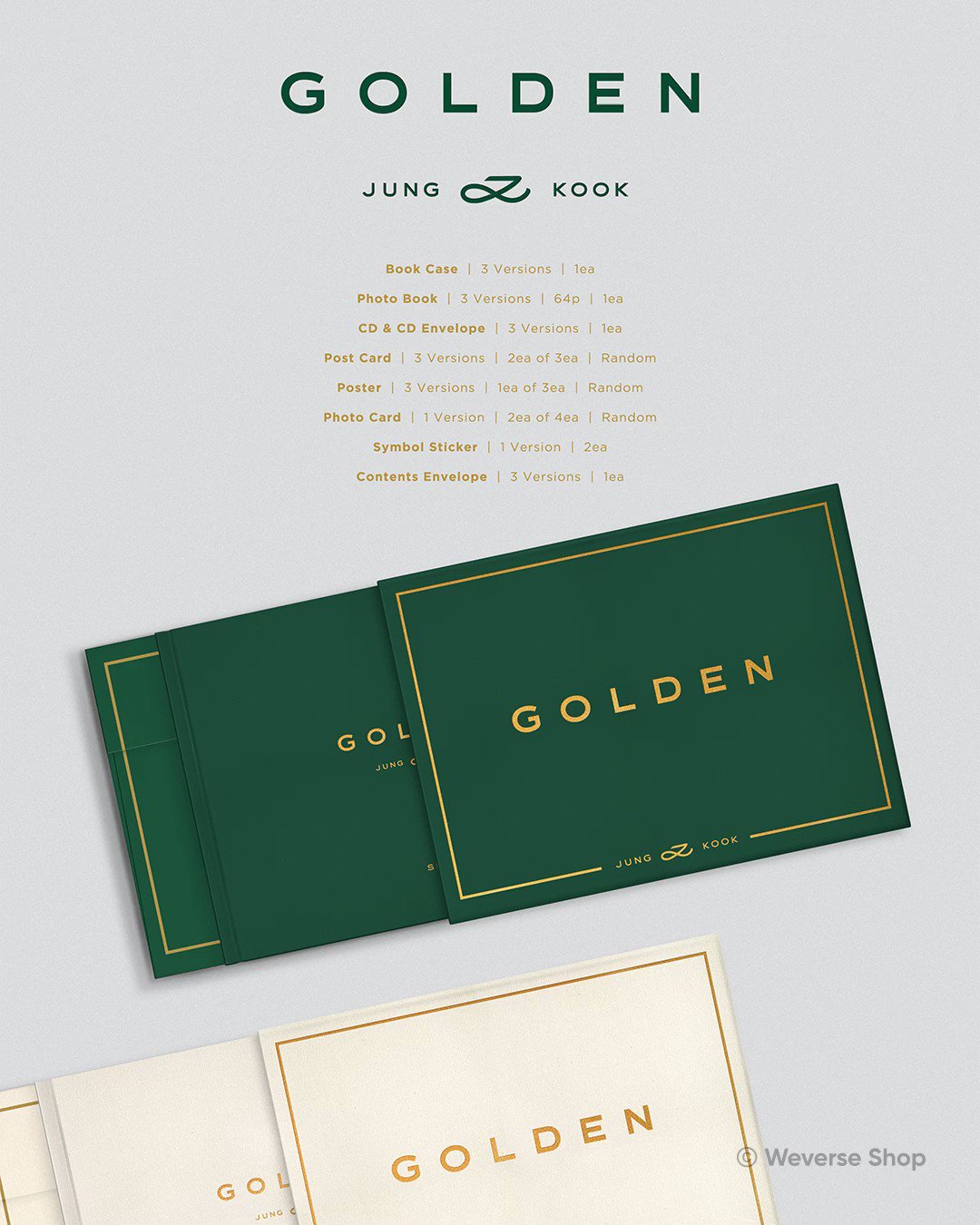 Weverse Shop on X: Pre-order #JungKook (@bts_bighit) Solo Album [GOLDEN]  The youngest member of #BTS is here with his solo album!✨ Don't miss out on  the special pre-order events prepared by Weverse
