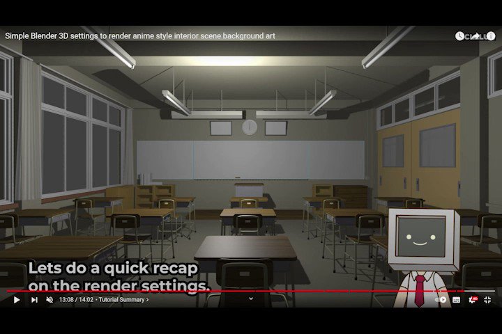 Blender anime style Classroom background / environment