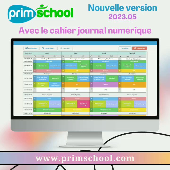 Enseignants du primaire, réalisez votre cahier journal de la semaine avec  l'application PrimSchool