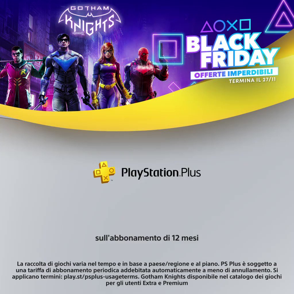 PlayStation Italia on X: Il Black Friday è arrivato! Abbonati ora a PlayStation  Plus e risparmia fino al 30% su un piano di abbonamento di 12 mesi a tua  scelta, fino al