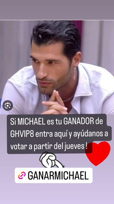 Si MICHAEL es tu GANADOR de GHVIP8 entra en este enlace https://t.co/Jaor6m7RDD y ay&uacute;danos a votar a<a href="/tag/ghvip6d"class="tags"><span>#ghvip6d</span></a><a href="/tag/ghvip5d"class="tags"><span>#ghvip5d</span></a>