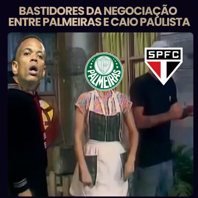 Ser&aacute; que foi assim a troca do Caio Paulista do S&atilde;o Paulo para o Palmeiras?  #Caiopaulista #Humor #palmeiras<a href="/tag/humor"class="tags"><span>#humor</span></a><a href="/tag/s%C3%A3opaulo"class="tags"><span>#s&atilde;opaulo</span></a><a href="/tag/palmeiras"class="tags"><span>#palmeiras</span></a><a href="/tag/caiopaulista"class="tags"><span>#caiopaulista</span></a>