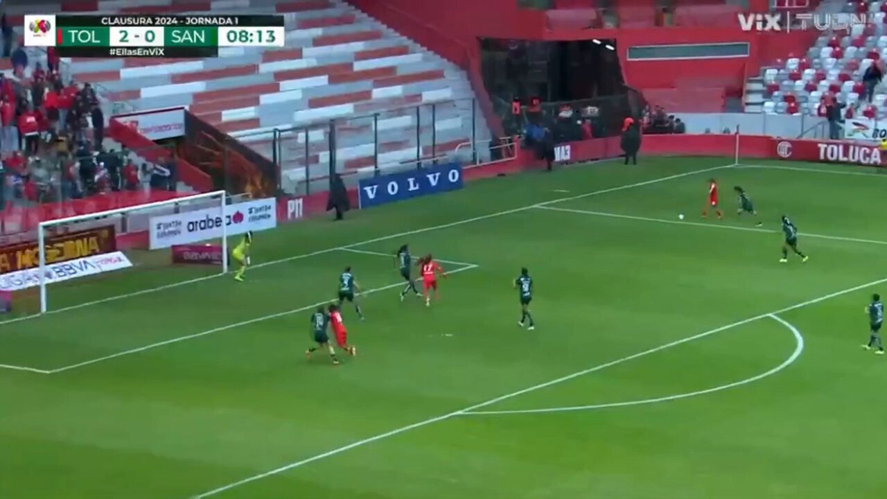 ¡LLEGÓ EL TERCERO! ⚽️De esta manera, Samantha Calvillo remató dentro del área para poner el tercer tanto en favor del @TolucaFemenil 👿 tras una gran asistencia de @nataliamaciasv 👏👏👏#LigaBBVAMXFemenil #VamosPorEllas
