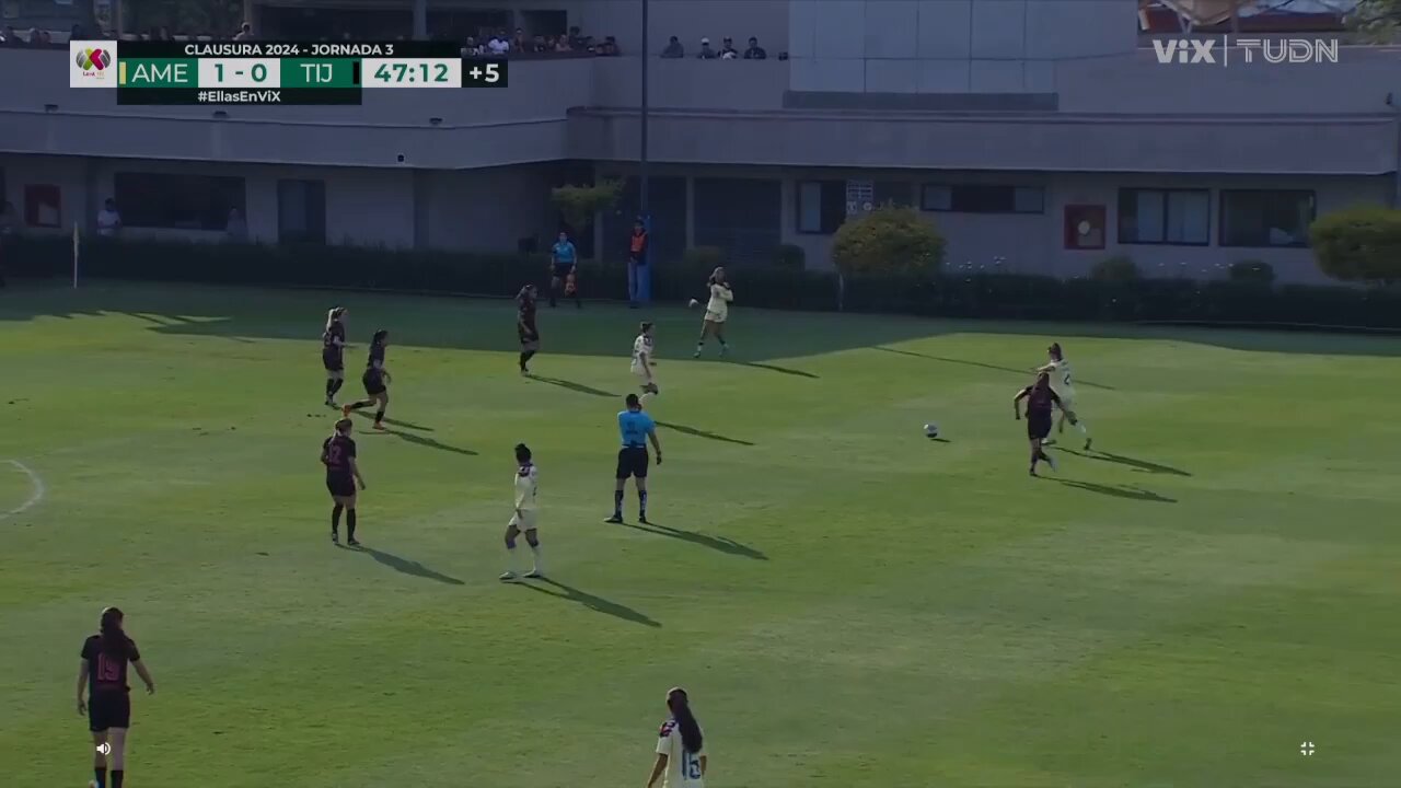 Con este cañonazo🔥, @nati_mauleon14 ⚽️ amplió la ventaja de @AmericaFemenil sobre @XolosFemenil antes del descanso. 😮#LigaBBVAMXFemenil  | #VamosPorEllas