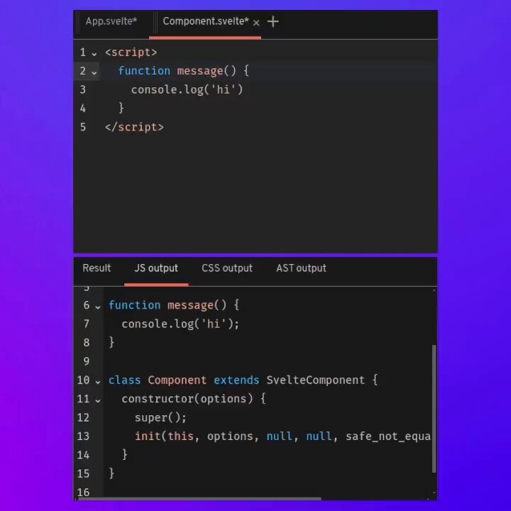 Matia on X: "In Svelte 4 a component is merely a class which you can bind and use to invoke functions defined in your component because Svelte adds a getter on the Matia on X: "In Svelte 4 a component is merely a class which you can bind and use to invoke functions defined in your component because Svelte adds a getter on the