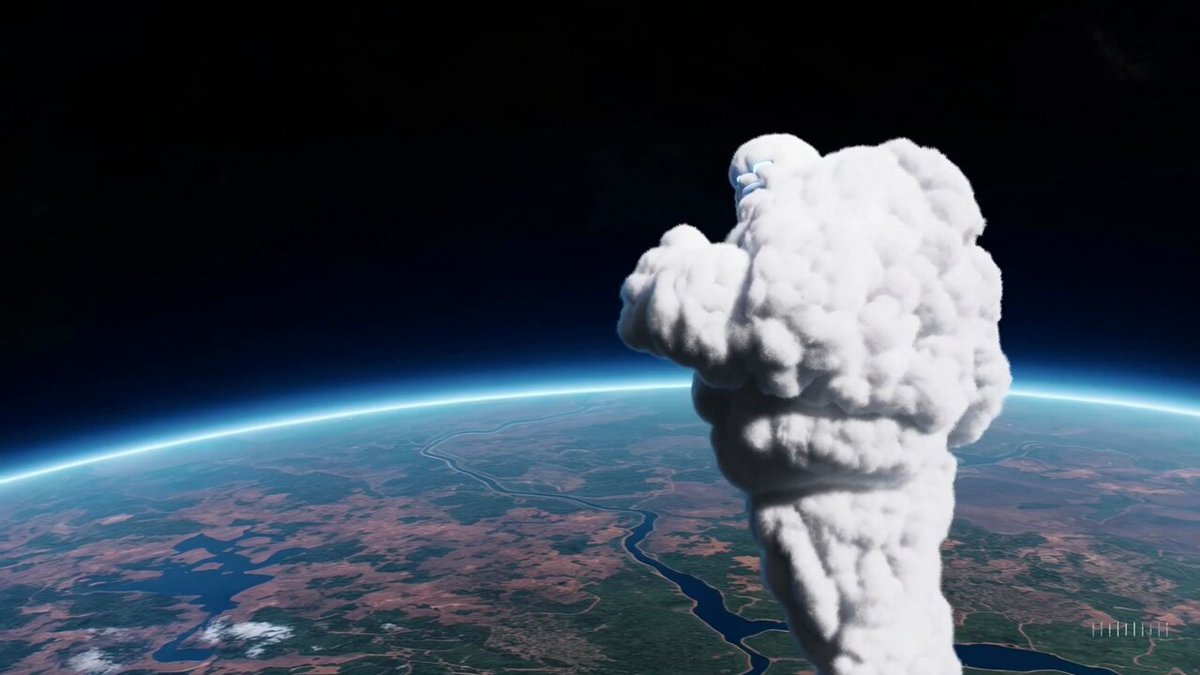 Video Poster for A giant, towering cloud in the shape of a man looms over the earth. The cloud man shoots lighting bolts down to the earth.