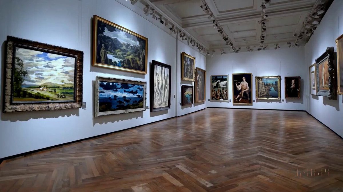 Video Poster for Tour of an art gallery with many beautiful works of art in different styles.